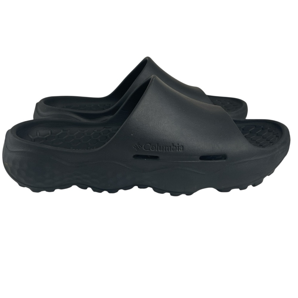 Columbia Thrive Revive Black Slide Cushy Sandals Mens 10 / Womens 12